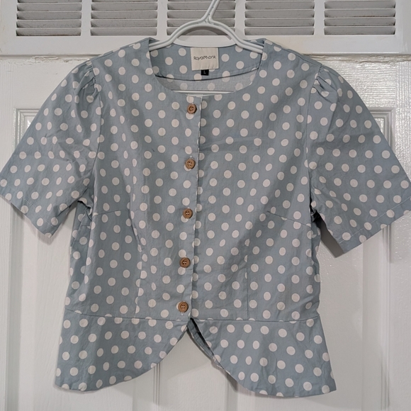 Retro 60s Spotlight Blouse In Mint  - Picture 4 of 6